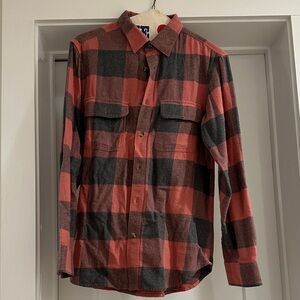 Pink and Gray Plaid Button-Up Shirt